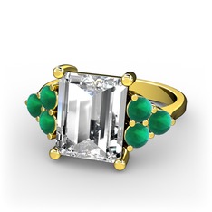 Swarovski ve kök zümrüt 8 ayar altın yüzük