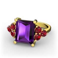 Ametist ve garnet 8 ayar altın yüzük