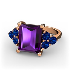 Areli Dikdörtgen Yüzük - Ametist ve lab safir 925 ayar rose altın kaplama gümüş yüzük #72c9z2