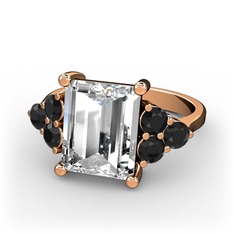 Areli Dikdörtgen Yüzük - Swarovski ve siyah zirkon 925 ayar rose altın kaplama gümüş yüzük #duvzj3