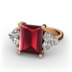 Areli Dikdörtgen Yüzük - Kök yakut ve swarovski 14 ayar rose altın yüzük #dycx6p