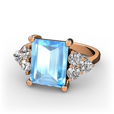 Areli Dikdörtgen Yüzük - Akuamarin ve swarovski 8 ayar rose altın yüzük #flqw2z