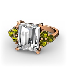 Areli Dikdörtgen Yüzük - Swarovski ve peridot 8 ayar rose altın yüzük #fusxel