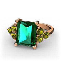 Yeşil kuvars ve peridot 8 ayar rose altın yüzük