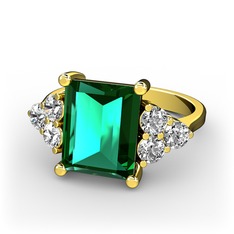 Areli Dikdörtgen Yüzük - Yeşil kuvars ve swarovski 925 ayar altın kaplama gümüş yüzük #gqf2nt
