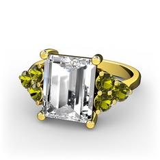 Swarovski ve peridot 8 ayar altın yüzük