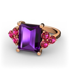 Ametist ve rodolit garnet 18 ayar rose altın yüzük