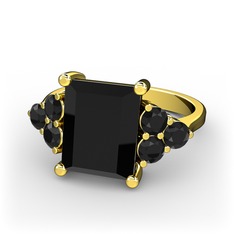 Areli Dikdörtgen Yüzük - Siyah zirkon 8 ayar altın yüzük #jazjnr
