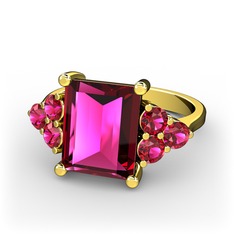 Areli Dikdörtgen Yüzük - Rodolit garnet 18 ayar altın yüzük #jr3c90