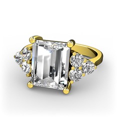 Areli Dikdörtgen Yüzük - Swarovski 18 ayar altın yüzük #k565mi