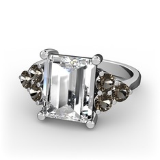 Areli Dikdörtgen Yüzük - Swarovski ve dumanlı kuvars 925 ayar gümüş yüzük #kt1gf1