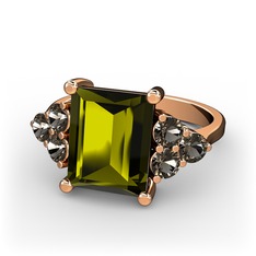 Areli Dikdörtgen Yüzük - Peridot ve dumanlı kuvars 14 ayar rose altın yüzük #pij4xq