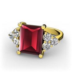 Areli Dikdörtgen Yüzük - Kök yakut ve swarovski 8 ayar altın yüzük #pmcq1i