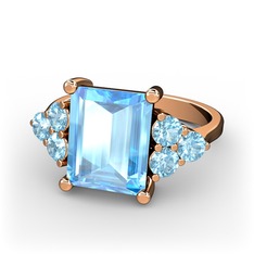 Akuamarin 8 ayar rose altın yüzük