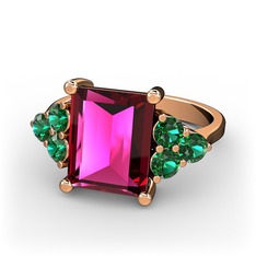 Areli Dikdörtgen Yüzük - Rodolit garnet ve yeşil kuvars 14 ayar rose altın yüzük #qu5yir