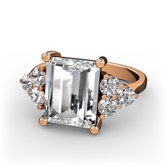 Areli Dikdörtgen Yüzük - Swarovski ve beyaz zirkon 14 ayar rose altın yüzük #rhf65h