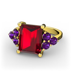 Garnet ve ametist 8 ayar altın yüzük