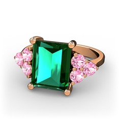 Yeşil kuvars ve pembe kuvars 8 ayar rose altın yüzük