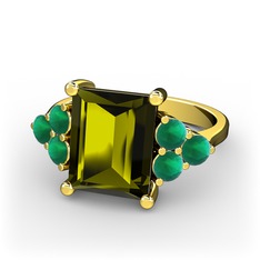 Peridot ve kök zümrüt 8 ayar altın yüzük