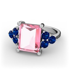 Pembe kuvars ve lab safir 925 ayar gümüş yüzük