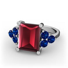 Kök yakut ve lab safir 925 ayar gümüş yüzük