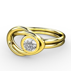 Düğüm Yüzük - Swarovski 925 ayar altın kaplama gümüş yüzük #12f224x