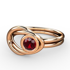 Düğüm Yüzük - Garnet 18 ayar rose altın yüzük #1bdbpcg
