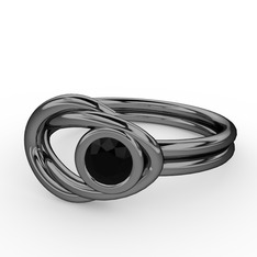 Düğüm Yüzük - Siyah zirkon 925 ayar siyah rodyum kaplama gümüş yüzük #1el94j1