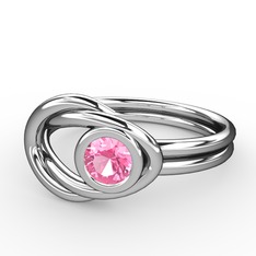 Düğüm Yüzük - Pembe kuvars 18 ayar beyaz altın yüzük #1hopouk