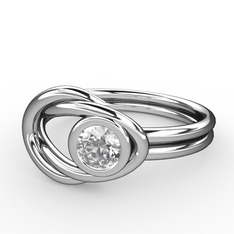 Swarovski 14 ayar beyaz altın yüzük
