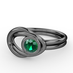Düğüm Yüzük - Yeşil kuvars 925 ayar siyah rodyum kaplama gümüş yüzük #1vp1j4j