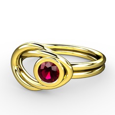 Düğüm Yüzük - Rodolit garnet 18 ayar altın yüzük #38qt78