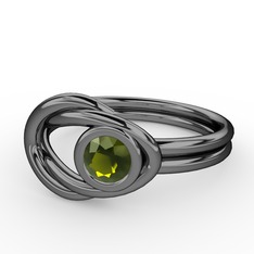 Peridot 925 ayar siyah rodyum kaplama gümüş yüzük