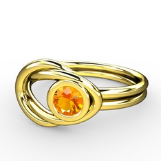 Düğüm Yüzük - Sitrin 925 ayar altın kaplama gümüş yüzük #9uafdn