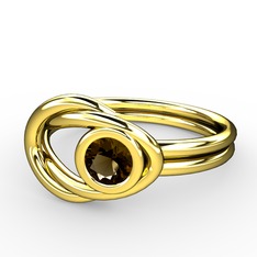 Düğüm Yüzük - Dumanlı kuvars 18 ayar altın yüzük #cf1201