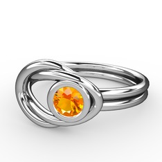 Düğüm Yüzük - Sitrin 14 ayar beyaz altın yüzük #fkyfi5
