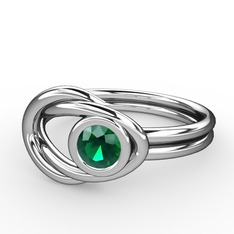 Düğüm Yüzük - Yeşil kuvars 18 ayar beyaz altın yüzük #jts921