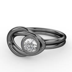 Düğüm Yüzük - Beyaz zirkon 925 ayar siyah rodyum kaplama gümüş yüzük #tsaolf