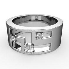 Pırlanta ve beyaz zirkon 18 ayar beyaz altın yüzük (0.11 karat)