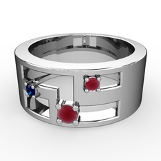 Valeda Alyans - Kök yakut ve lab safir 925 ayar gümüş yüzük #11kdeke