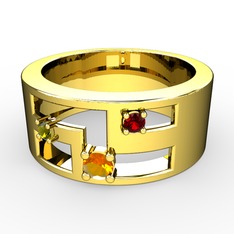 Valeda Alyans - Sitrin, peridot ve garnet 8 ayar altın yüzük #11ub03n