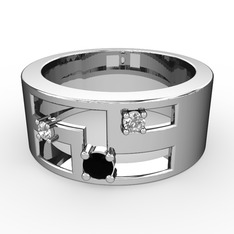 Valeda Alyans - Siyah zirkon, beyaz zirkon ve swarovski 14 ayar beyaz altın yüzük #14w4gpt