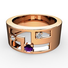 Valeda Alyans - Ametist, beyaz zirkon ve swarovski 18 ayar rose altın yüzük #17guguy