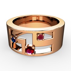 Rodolit garnet, lab safir ve kök yakut 8 ayar rose altın yüzük
