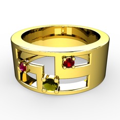 Valeda Alyans - Peridot, rodolit garnet ve garnet 14 ayar altın yüzük #18r2x7w