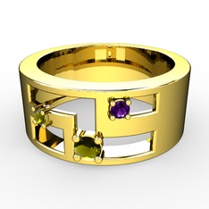 Valeda Alyans - Peridot ve ametist 925 ayar altın kaplama gümüş yüzük #19cs6da