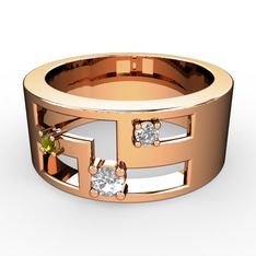 Valeda Alyans - Swarovski, peridot ve beyaz zirkon 8 ayar rose altın yüzük #19jqvfu