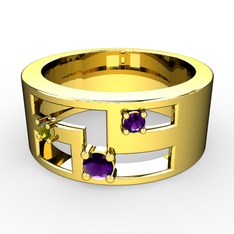 Valeda Alyans - Ametist ve peridot 18 ayar altın yüzük #1a6go68