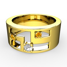 Valeda Alyans - Swarovski ve sitrin 18 ayar altın yüzük #1acj9e