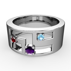 Valeda Alyans - Ametist, garnet ve akuamarin 925 ayar gümüş yüzük #1bca6lb